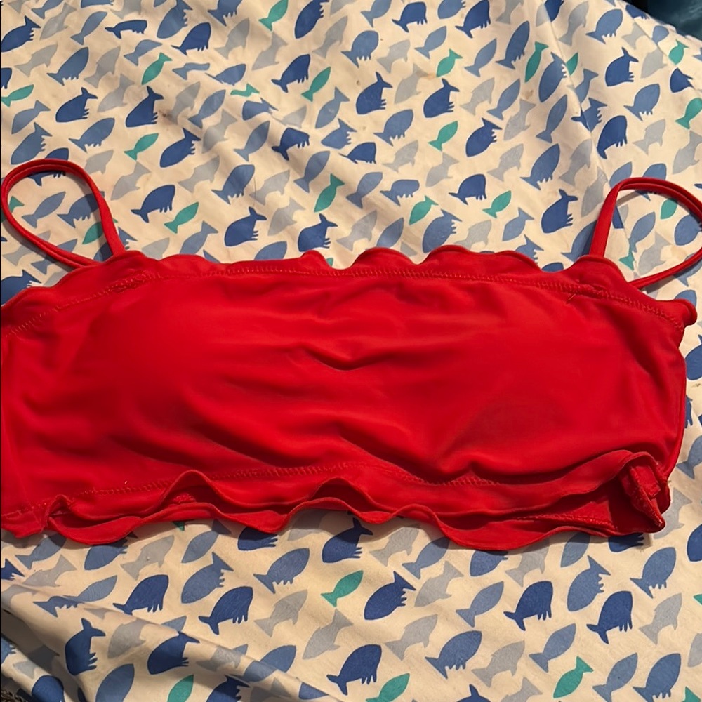 Red Ruffled Bikini Top